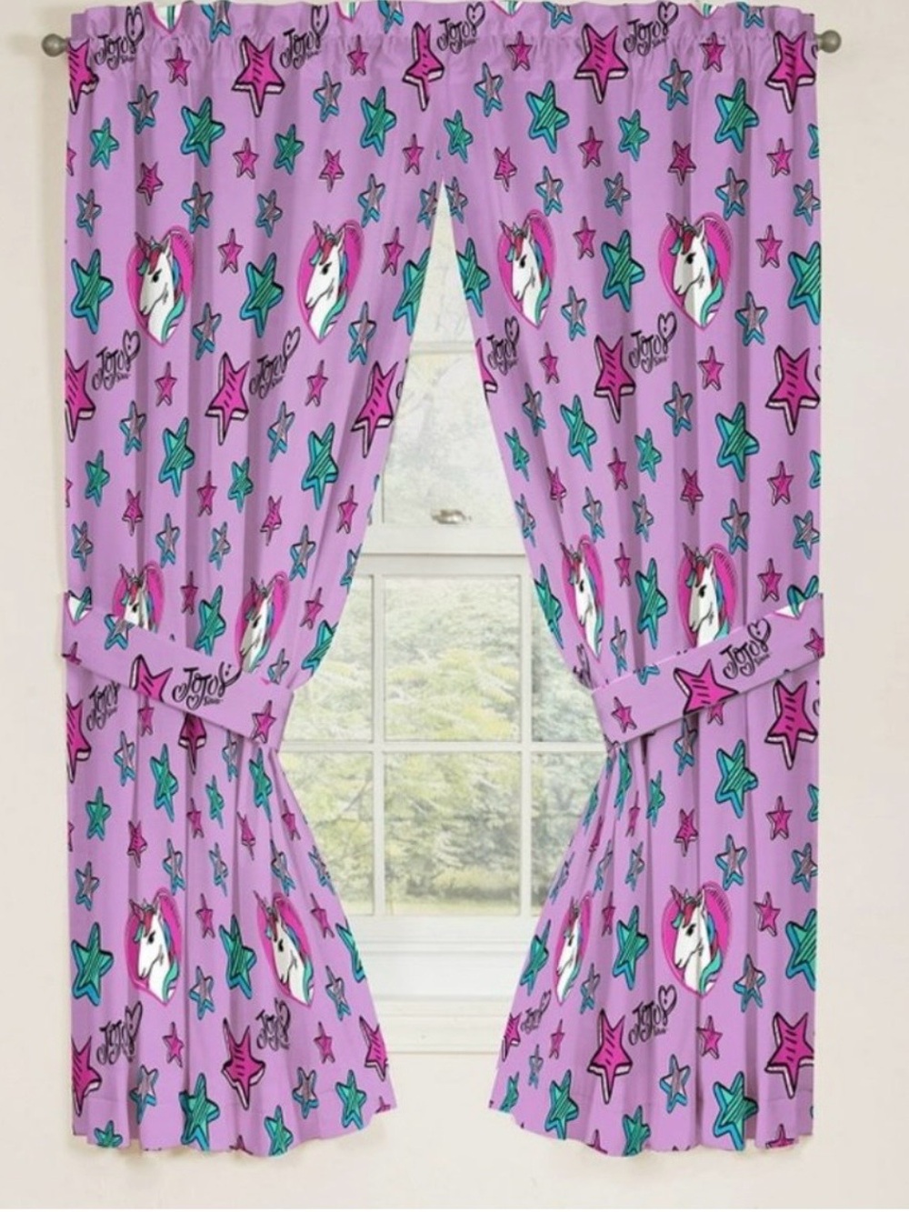 Jojo Siwa Unicorn 2 Panel Window Drapes Curtains 82 x 63